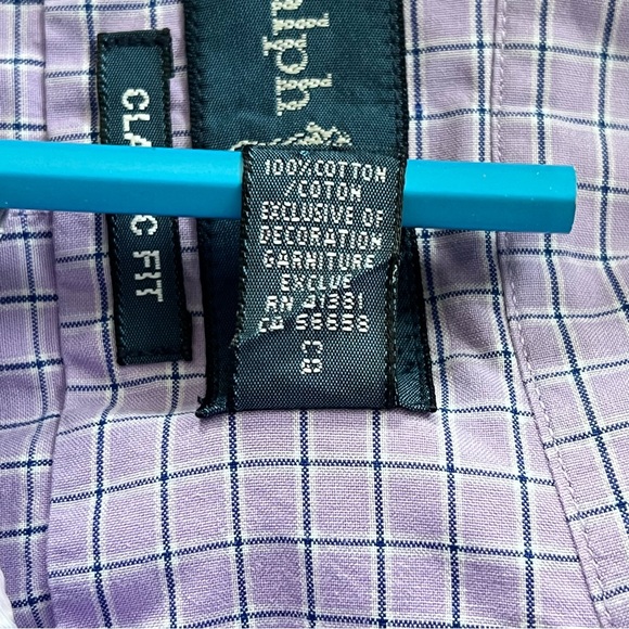 Ralph Lauren Men Button-Down Classic Fit Short-Sleeve Micro-check Lavender XL - Picture 5 of 7